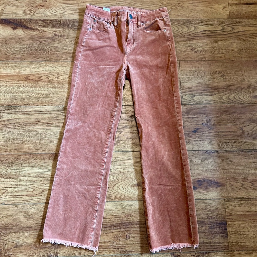 American Eagle Straight Leg Corduroy Jeans in Rust
